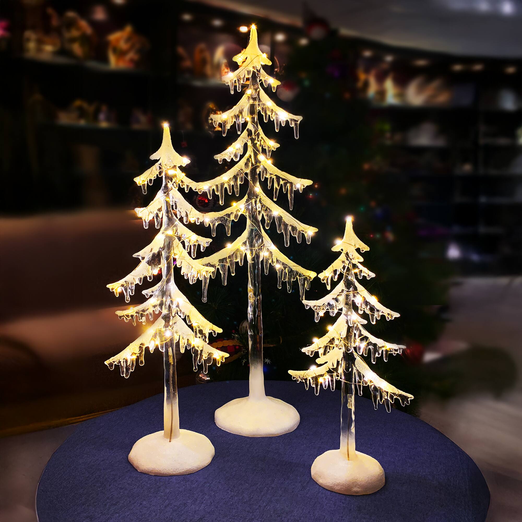 Moments in Time Acrylic Icicle Christmas Trees Set